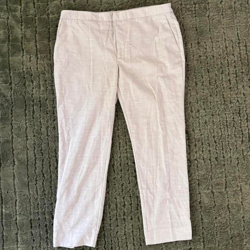 Zara beige linen look cropped trousers